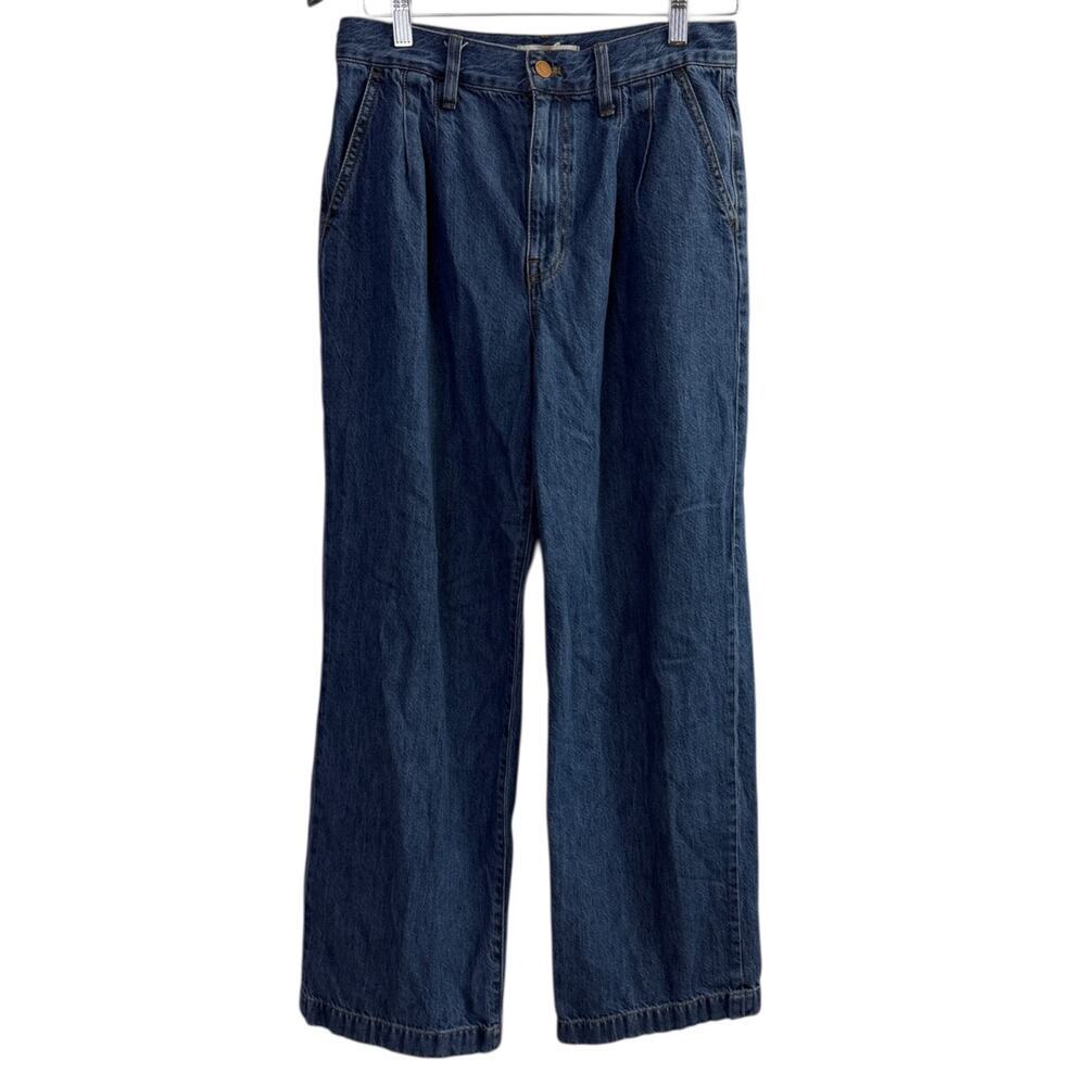 Madewell Baggy Straight Jeans Womens 27 Blue Pleated Loose Relaxed Lyocell Blend